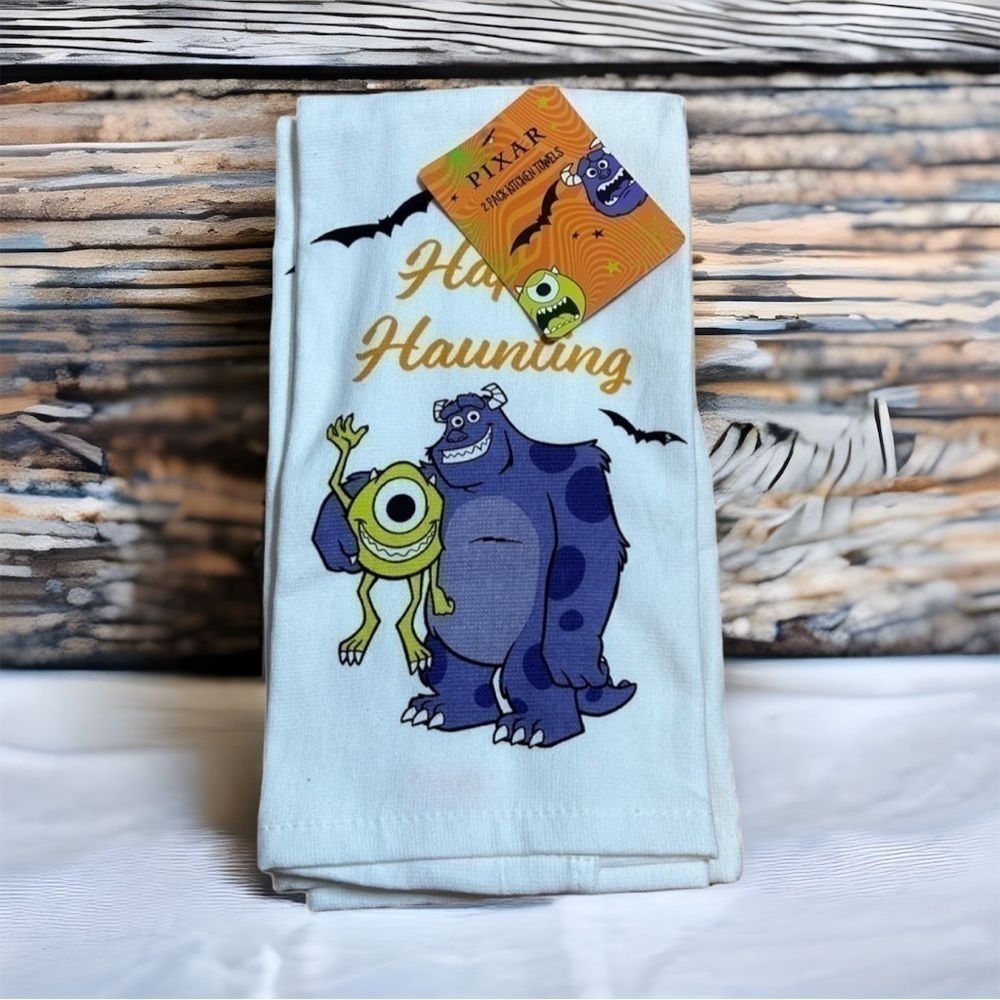 Monsters Inc Happy Halloween Kitchen Towel 2 Pk NEW Pixar Disney Sully Mike